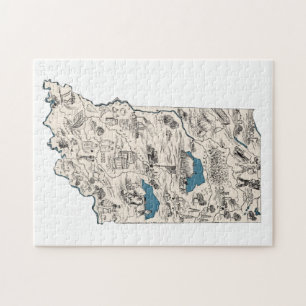 Indiana Shaped Hoosier Vintag Picture Map Puzzle