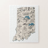 Indiana Shaped Hoosier Vintag Picture Map Puzzle (Vertikal)