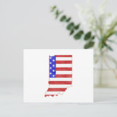 Indiana Shaped Patriotic Hoosier American Flag Postkarte (Stehend Vorderseite)