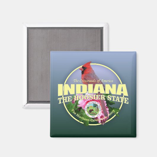 Indiana Staat Bird & Blume Magnet (Vorderseite/Rückseite)