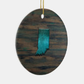Indiana-Staat Form Aquamarin Keramik Ornament (Rechts)