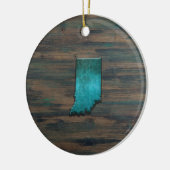 Indiana-Staat Form Aquamarin Keramik Ornament (Links)