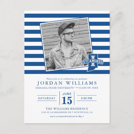 Indiana Staat Graduate Ankündigungspostkarte (Vorderseite)