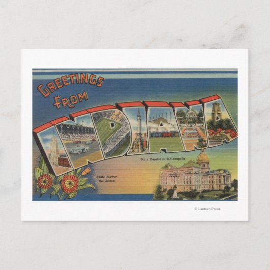 Indiana (Staat Hauptstadt/Blume) Postkarte (Vorderseite)
