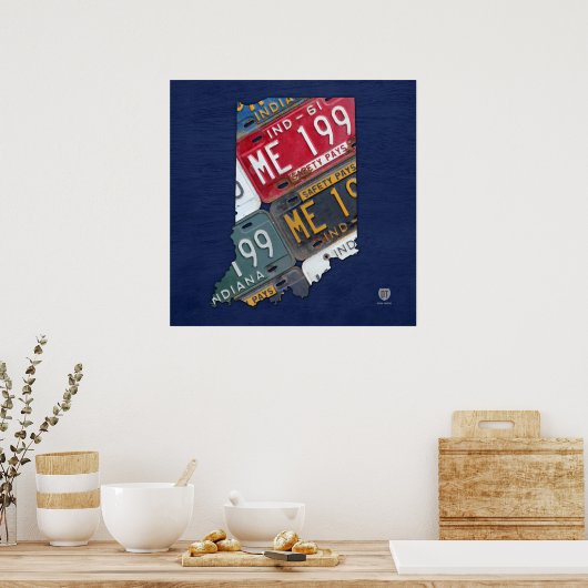 Indiana Staat Lizenzplakat Karte Poster (Küche)