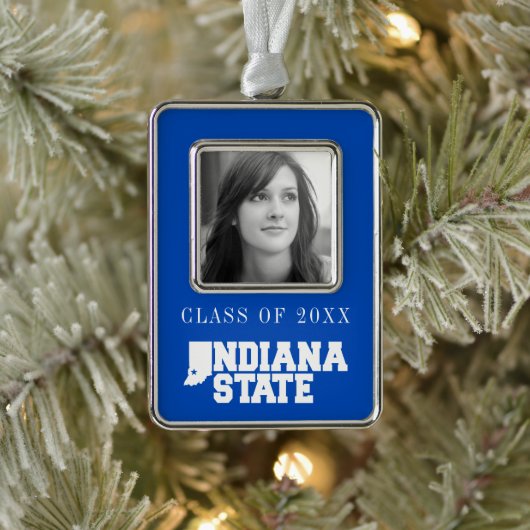 Indiana-Staat-Logo Rahmen-Ornament Silber (Baum)