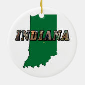 Indiana Staat Map Green Kontur & Foto Text Keramikornament (Hinten)