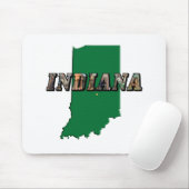 Indiana Staat Map Green Kontur & Foto Text Mousepad (Mit Mouse)