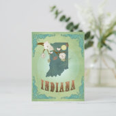 Indiana Staat Map - Green Postkarte (Stehend Vorderseite)