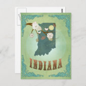 Indiana Staat Map - Green Postkarte (Vorne/Hinten)