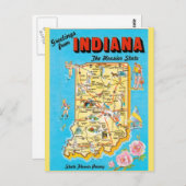 Indiana Staat Map Postkarte (Vorne/Hinten)