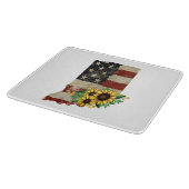 Indiana Staat Map US Flag Sonnenblumenglas Schneidebrett (Ecke)