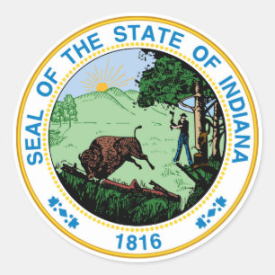 Indiana Staat Siegel Amerikanische Republik Symbol Runder Aufkleber