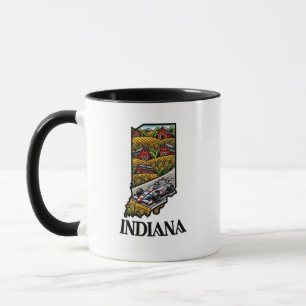 Indiana Staat Tattoo Style Cornfields & Barns Tasse