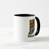 Indiana Staat Tattoo Style Cornfields & Barns Tasse (VorderseiteRechts)