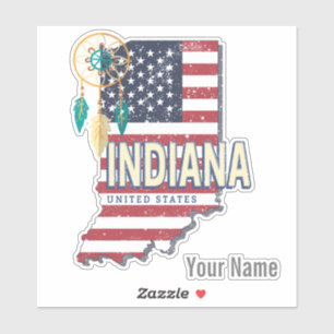 Indiana Staat United Staaten Retro Map Vintag USA Aufkleber