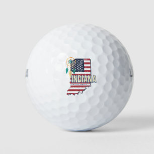 Indiana Staat United Staaten Retro Map Vintag USA Golfball