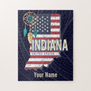 Indiana Staat United Staaten Retro Map Vintag USA Puzzle