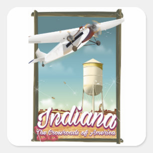 Indiana Staat Vintages Flugplakat Quadratischer Aufkleber