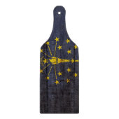 Indiana-Staats-Flagge auf altem hölzernem Korn Schneidebrett (Vorderseite)