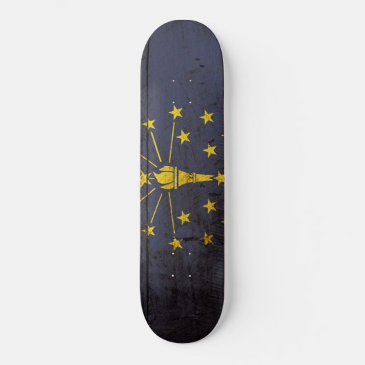 Indiana-Staats-Flagge auf altem hölzernem Korn Skateboard (Vorderseite)