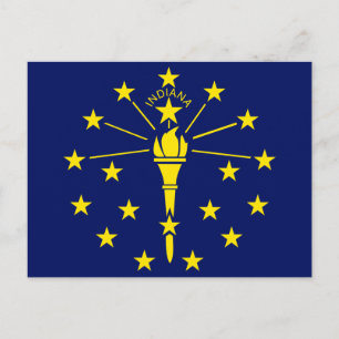 Indiana Staatsflagge aus Blau und Gold Fackel und  Postkarte