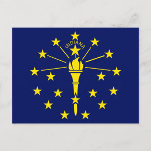 Indiana Staatsflagge aus Blau und Gold Fackel und  Postkarte