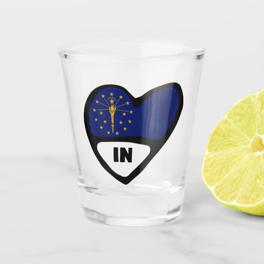 Indiana Staatsflagge im Herzen Schnapsglas (Vorderseite)