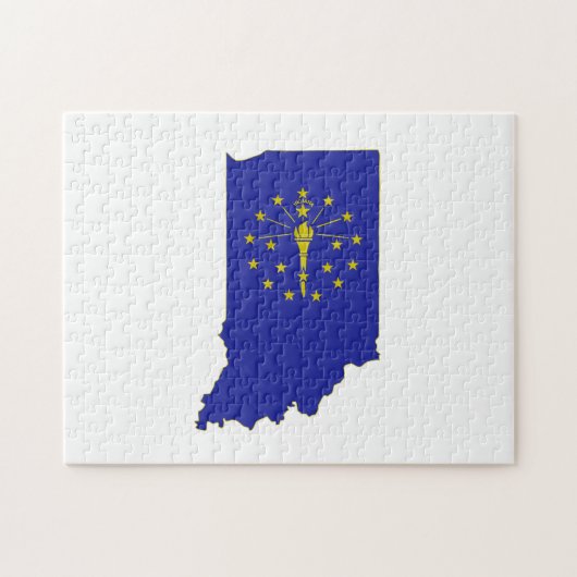 Indiana-Staatsflagge und -Karte Puzzle (Horizontal)