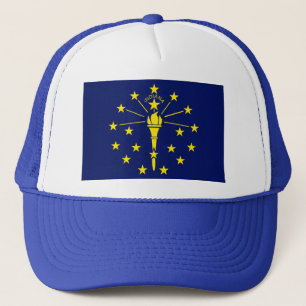 Indiana State Flag Blue & Gold Torch & Stars Truckerkappe
