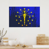 Indiana State Flag Grunge Poster (Küche)