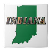 Indiana State Map Bildtext Fliese (Vorderseite)