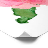 Indiana State Shape Hoosiers Cardinal Peonies  Poster (Ecke)