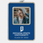 Indiana State University Holiday Rahmen-Ornament Silber (Vorderseite)