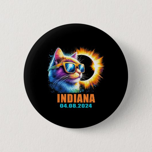 Indiana Total Solar Eclipse 2024 Cat Solar Eclipse Button (Vorderseite)