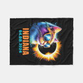Indiana Total Solar Eclipse 2024 Cat Solar Eclipse Fleecedecke (Vorderseite (Horizontal))