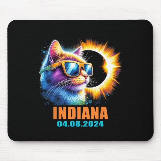 Indiana Total Solar Eclipse 2024 Cat Solar Eclipse Mousepad (Vorne)