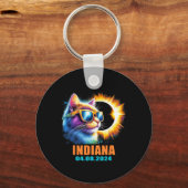 Indiana Total Solar Eclipse 2024 Cat Solar Eclipse Schlüsselanhänger (Vorderseite)