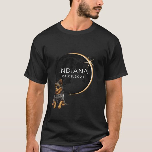 INDIANA Total Solar Eclipse 2024 Funny Dog Glasses T-Shirt (Vorderseite)