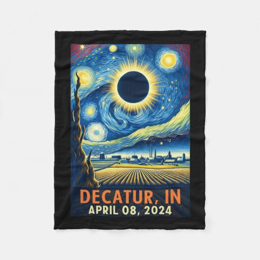 Indiana Total Solar Eclipse 2024 Starry Night Fleecedecke (Vorderseite)