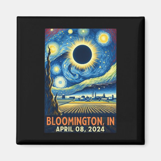 Indiana Total Solar Eclipse 2024 Starry Night Magnet (Vorne)