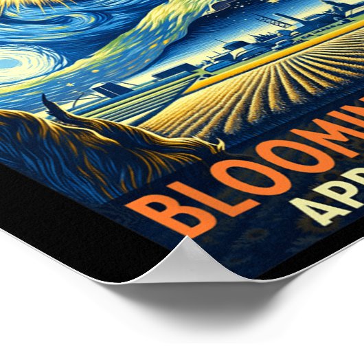 Indiana Total Solar Eclipse 2024 Starry Night Poster (Ecke)