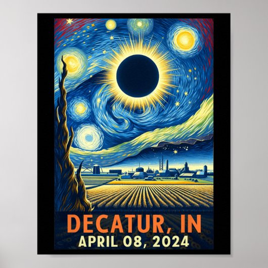 Indiana Total Solar Eclipse 2024 Starry Night Poster (Vorne)