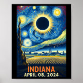 Indiana Total Solar Eclipse 2024 Starry Night Van Poster (Vorne)