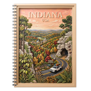 Indiana US Natur-Roadtrip Vintage-Höhle-Wald Notizblock
