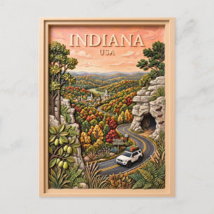 Indiana US Natur-Roadtrip Vintage-Höhle-Wald Postkarte