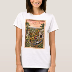 Indiana US Naturstraßen-Trip Vintage-Höhle Wald T-Shirt