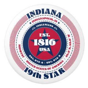 Indiana US Staat Red White Blue Typografy Keramikknauf
