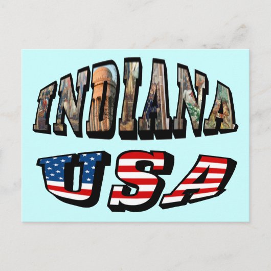 Indiana USA Flag & Staat Foto Text Postkarte (Vorderseite)