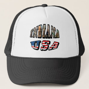 Indiana USA Flag & Staat Foto Text Truckerkappe